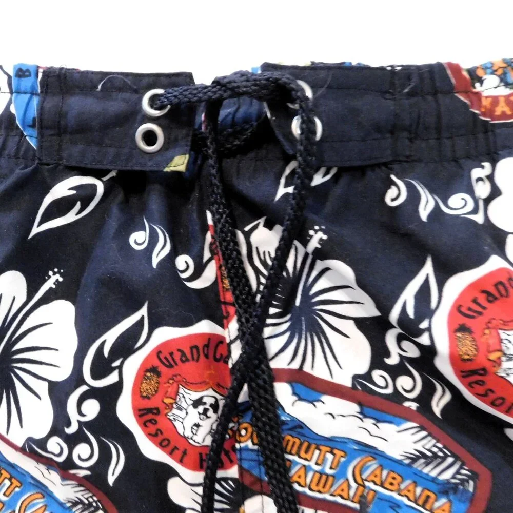 Big Dogs Hawaiian Print Mens Swim Trunks XL Black Multicolor - Picture 3 of 9